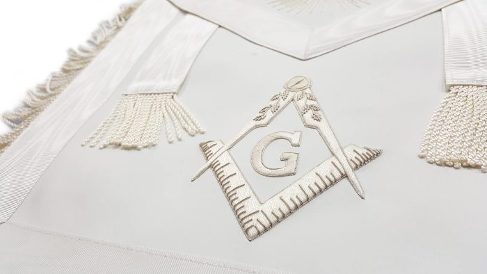 MASTER MASON BLUE LODGE APRON - WHITE HAND EMBROIDERY (3)