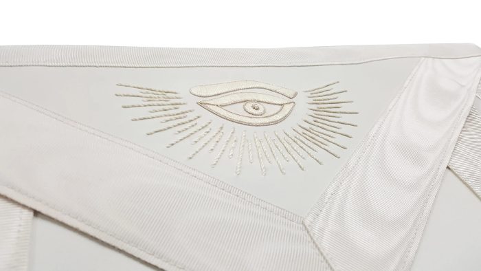 MASTER MASON BLUE LODGE APRON - WHITE HAND EMBROIDERY (4)