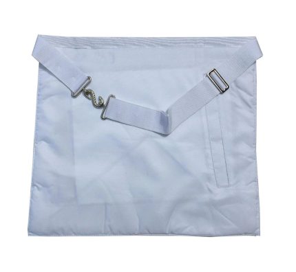 MASTER MASON BLUE LODGE APRON - WHITE MOIRE RIBBON WITH SILVER HAND EMBROIDERY (3)