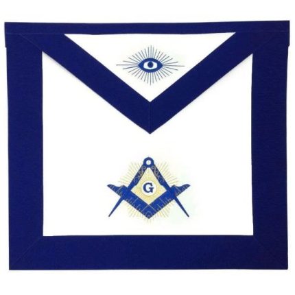 MASTER MASON BLUE LODGE APRON - WHITE & NAVY BLUE MACHINE EMBROIDERY (3)