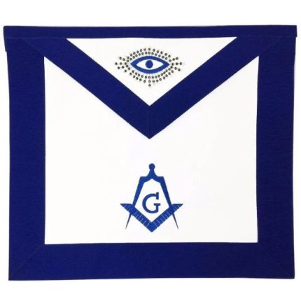 MASTER MASON BLUE LODGE APRON - WHITE & NAVY BLUE RIBBON (4)