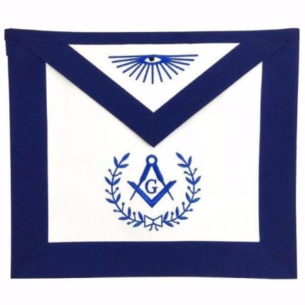 MASTER MASON BLUE LODGE APRON - WHITE & NAVY BLUE VARIOUS MATERIALS (3)