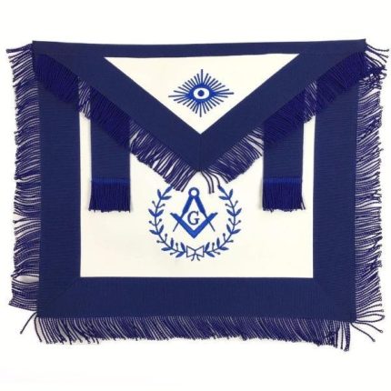 MASTER MASON BLUE LODGE APRON - WHITE & NAVY BLUE WITH BLUE FRINGE (5)