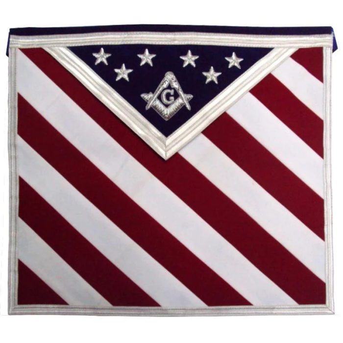 MASTER MASON BLUE LODGE APRON - WHITE, RED & BLUE USA FLAG (2)