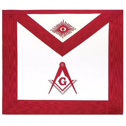 MASTER MASON BLUE LODGE APRON - WHITE & RED MOIRE (2)