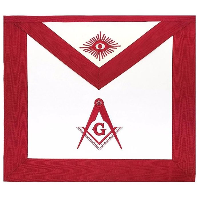 MASTER MASON BLUE LODGE APRON - WHITE & RED MOIRE (2)