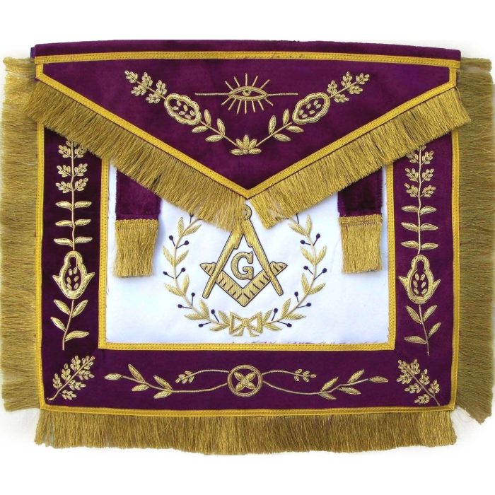 MASTER MASON BLUE LODGE APRON - WHITE SATIN & PURPLE