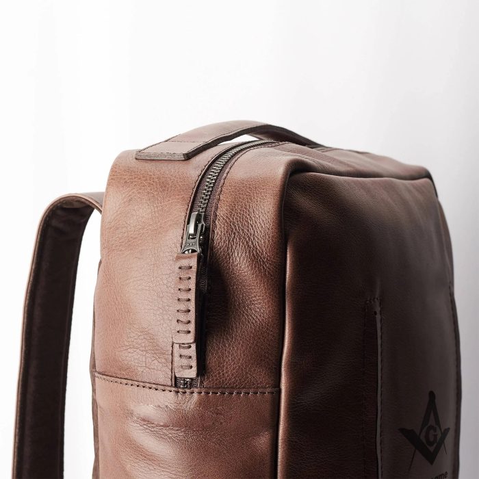 MASTER MASON BLUE LODGE BACKPACK - BROWN HANDMADE LEATHER (2)