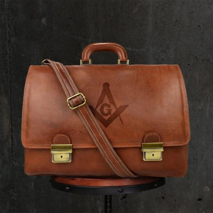 MASTER MASON BLUE LODGE BRIEFCASE - GENUINE BROWN LEATHER (5)