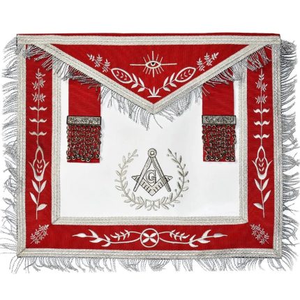 MASTER MASON BLUE LODGE CALIFORNIA REGULATION APRON - RED MACHINE EMBROIDERY (2)