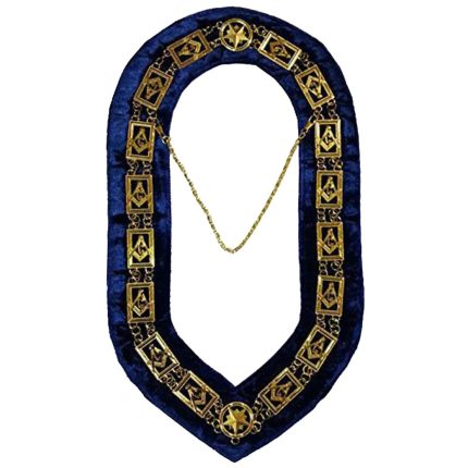 MASTER MASON BLUE LODGE CHAIN COLLAR - GOLD PLATED SQUARE & COMPASS G (1)