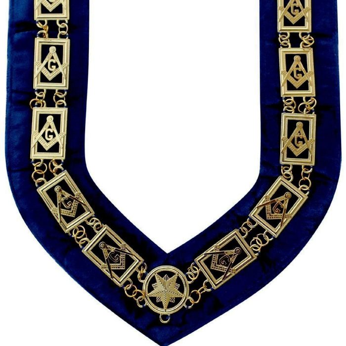 MASTER MASON BLUE LODGE CHAIN COLLAR - GOLD PLATED SQUARE & COMPASS G (4)