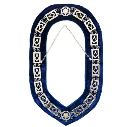 MASTER MASON BLUE LODGE CHAIN COLLAR - SILVER PLATED SQUARE & COMPASS (1)