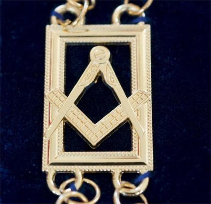 MASTER MASON BLUE LODGE CHAIN COLLAR - SILVER PLATED SQUARE & COMPASS (2)