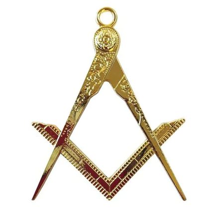 MASTER MASON BLUE LODGE COLLAR JEWEL - SQUARE & COMPASS GOLD METAL