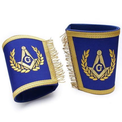 MASTER MASON BLUE LODGE CUFF - BLUE EMBROIDERED SQUARE & COMPASS G