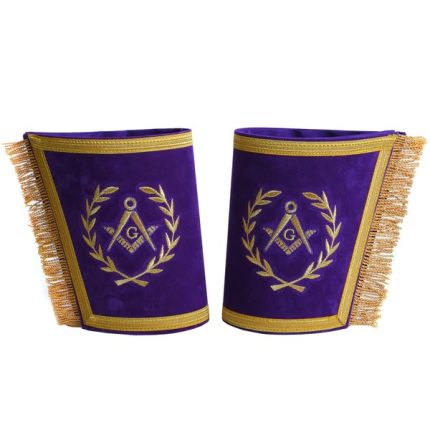 MASTER MASON BLUE LODGE CUFF - HAND EMBROIDERY WITH GOLD FRINGE (1)