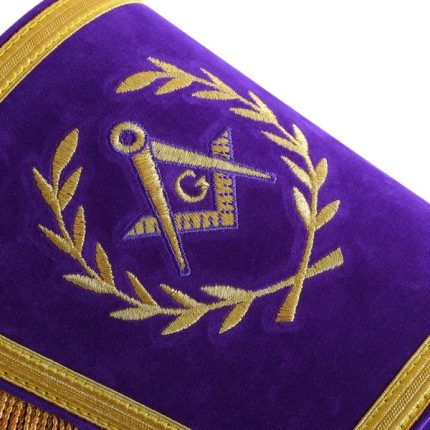 MASTER MASON BLUE LODGE CUFF - HAND EMBROIDERY WITH GOLD FRINGE (4)