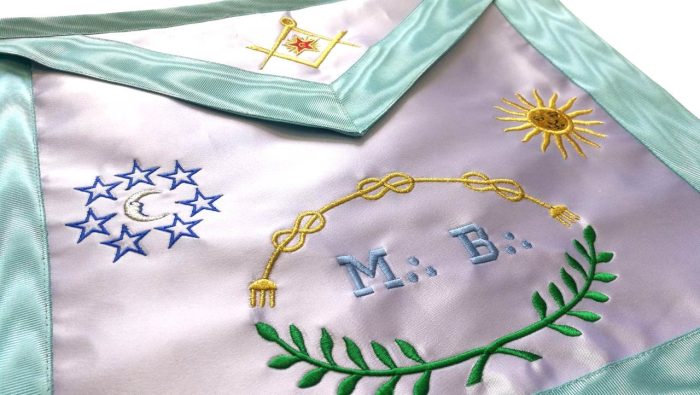 MASTER MASON BLUE LODGE FRENCH APRON - SKY BLUE SILK & MOIRE MOON & SUN (1)