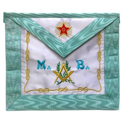 MASTER MASON BLUE LODGE FRENCH APRON - SKY BLUE SILK & MOIRE STAR G (2)