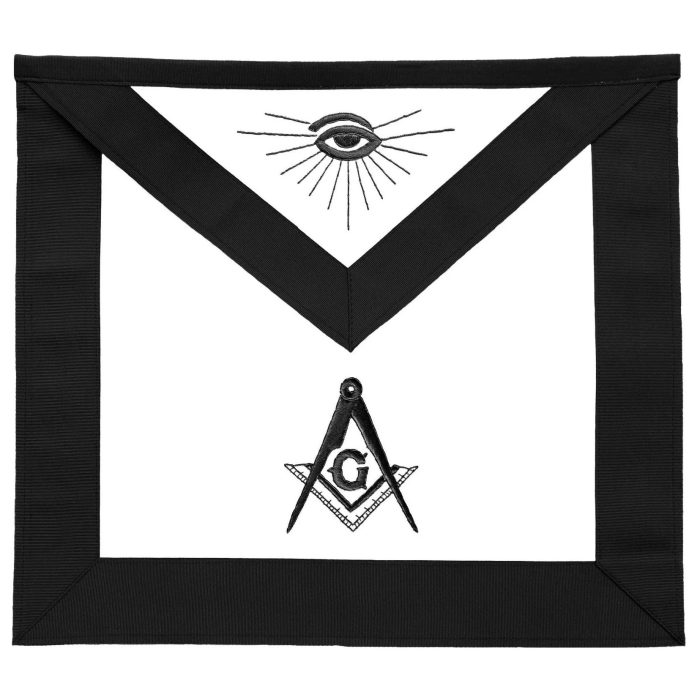 MASTER MASON BLUE LODGE FUNERAL APRON - HAND EMBROIDERED WITH SILK THREADS (2)