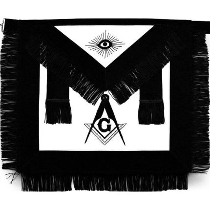 MASTER MASON BLUE LODGE FUNERAL APRON - SQUARE & COMPASS G WITH FRINGE (2)