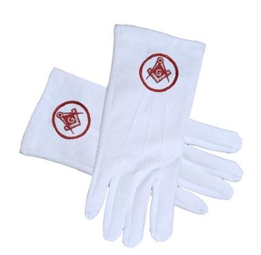 MASTER MASON BLUE LODGE GLOVE - RED SQUARE AND COMPASS IN CIRCLE