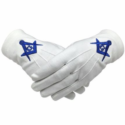 MASTER MASON BLUE LODGE GLOVE - WHITE COTTON MACHINE EMBROIDERY (4)