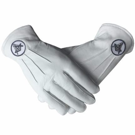 MASTER MASON BLUE LODGE GLOVE - WHITE LEATHER WITH SQUARE & COMPASS G (4)