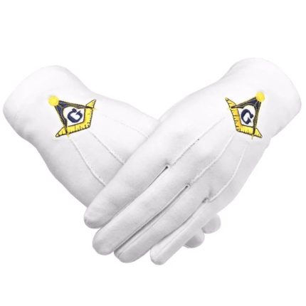 MASTER MASON BLUE LODGE GLOVE - YELLOW AND BLUE SQUARE & COMPASS G (2)