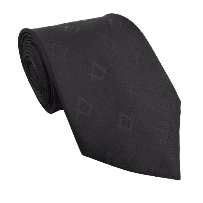 MASTER MASON BLUE LODGE NECKTIE - BLACK SQUARE COMPASS (3)