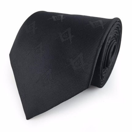 MASTER MASON BLUE LODGE NECKTIE - BLACK SQUARE & COMPASS G