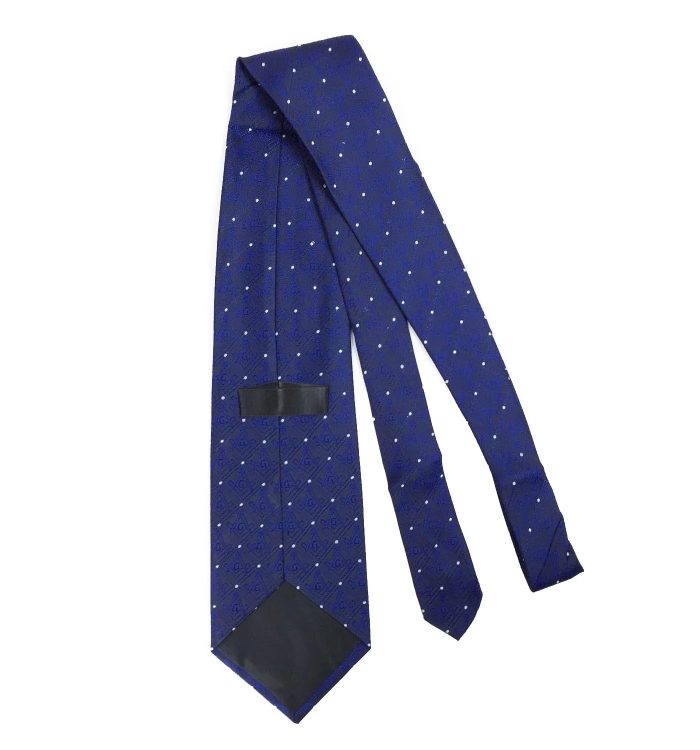 MASTER MASON BLUE LODGE NECKTIE - BLUE & BLACK WITH POLKADOT SQUARE & COMPASS G (4)