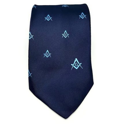 MASTER MASON BLUE LODGE NECKTIE - BLUE WITH SQUARE & COMPASS G (1)