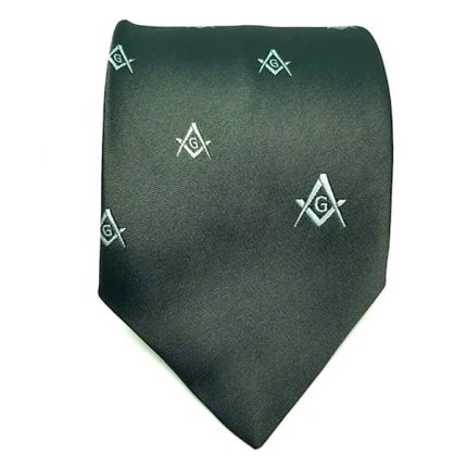 MASTER MASON BLUE LODGE NECKTIE - GREEN WITH SQUARE & COMPASS G (1)