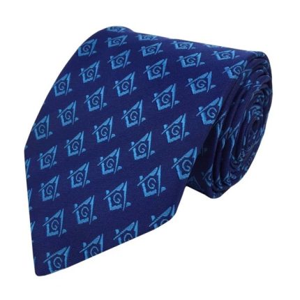 MASTER MASON BLUE LODGE NECKTIE - NAVY & BLUE SILK SQUARE & COMPASS G (3)