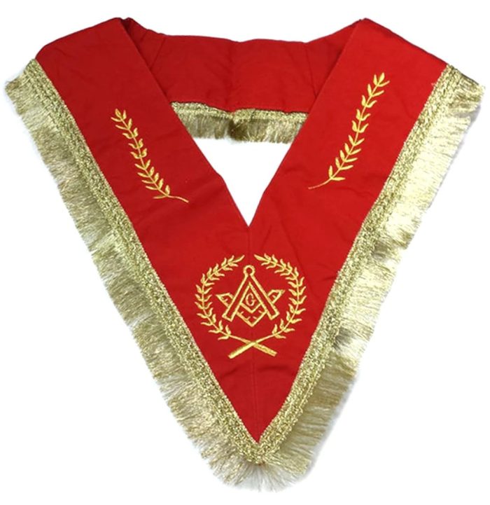 MASTER MASON BLUE LODGE REGALIA SET - RED & WHITE WITH FRINGE (4)