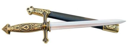 MASTER MASON BLUE LODGE SWORD - SQUARE COMPASS PYRAMID KNIFE W SCABBARD 24 (2)