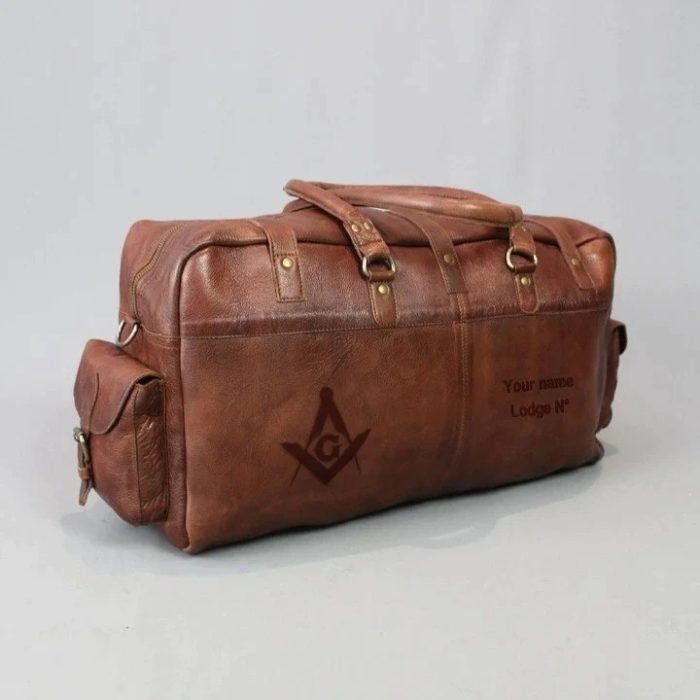 MASTER MASON BLUE LODGE TRAVEL BAG - CONKER BROWN LEATHER (1)