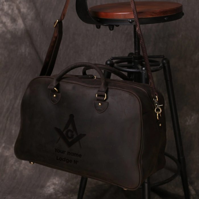 MASTER MASON BLUE LODGE TRAVEL BAG - DARK BROWN & CAMEL (5)