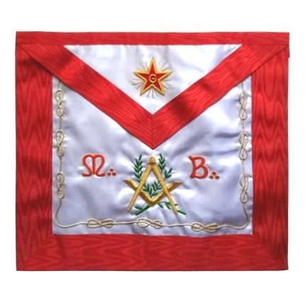 MASTER MASON SCOTTISH RITE APRON - RED MOIRE MB FLAMING STAR (2)