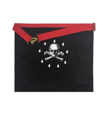 MASTER MASON SCOTTISH RITE APRON - RED MOIRE SQUARE & COMPASS (1)