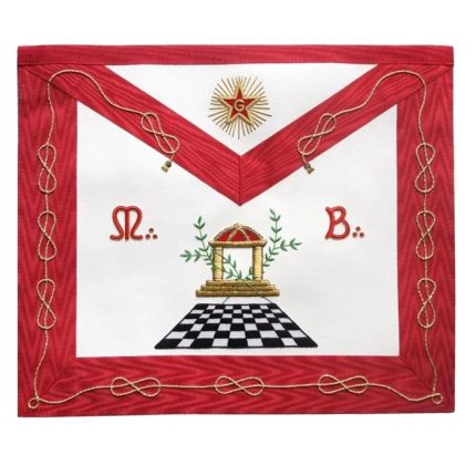 MASTER MASON SCOTTISH RITE APRON - RED MOIRE SQUARE & COMPASS (2)