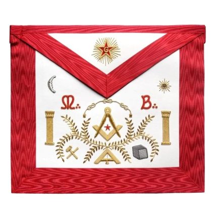 MASTER MASON SCOTTISH RITE APRON - RED MOIRE STONE ACACIA (2)