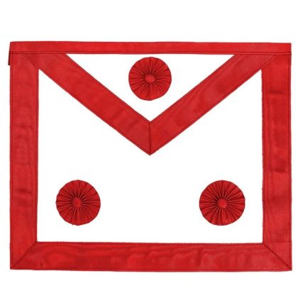 MASTER MASON SCOTTISH RITE APRON - RED WITH THREE RED ROSETTES (1)