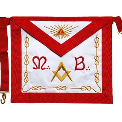 MASTER MASON SCOTTISH RITE APRON - WHITE & RED MOIRE GOLD EMBROIDERY (2)