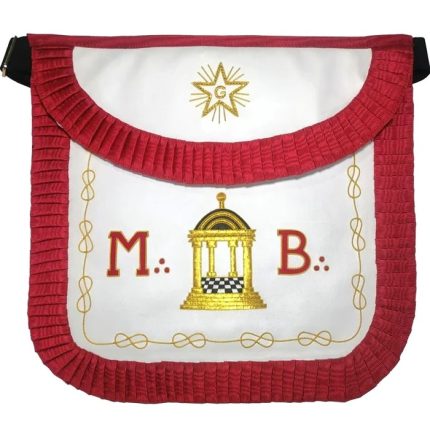 MASTER MASON SCOTTISH RITE APRON - WHITE & RED WITH PLEATED EDGES MB TEMPLE (2)