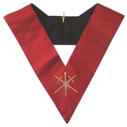 MASTER OF CEREMONIES 18TH DEGREE SCOTTISH RITE COLLAR - RED MOIRE (2)