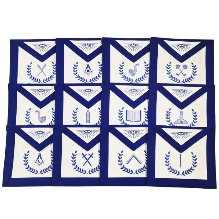 OFFICERS BLUE LODGE OFFICER APRON SET - ROYAL BLUE MACHINE EMBROIDERY (4)