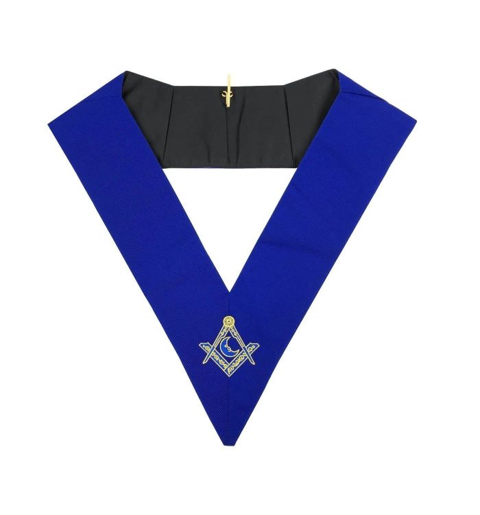 OFFICERS BLUE LODGE OFFICER COLLAR SET - ROYAL BLUE MACHINE EMBROIDERY (1)